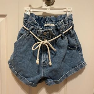 pacsun paperbag mom shorts with a draw string belt